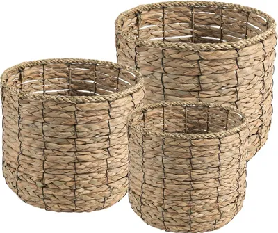 Produktbild von Seegraskorb CEBU Set mit drei Größen – Naturfarben Robust Aufbewahrungskorb Pflanzkorb Blumenübertopf Dekokorb Bad Korb Seegras Deko