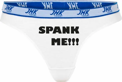 Produktbild von Damen Thong Slip - Boxer-0016-woman-white-h-L - weiß - L - hinten - SPANK ME!!! - lustiges Motiv - Spruch - Unterwäsche - Unterhose - Freizeit - lustig
