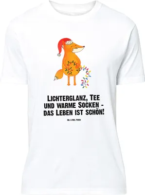Produktbild von Mr. & Mrs. Panda Größe XL T-Shirt Fuchs Weihnachten - Weiß - Geschenk, Winter, mit Spruch, Heiligabend, Tshirt, Weihnachtsmann, Nikolaus, Shirt