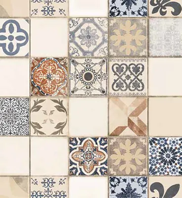 Produktbild von PVC Tischdecke Mexiko Wachstuch - Eckig - Länge & Breite wählbar - abwaschbare Tischdecke - Kacheln Fliesen beige blau , Größe:140 x 2500 cm