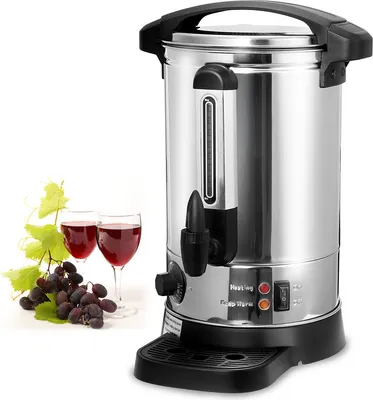 Image de Jiubiaz Glühweinkocher 8 litres en inox avec robinet - Distributeur de boissons chaudes Glühweinkessel Glühweinautomat Glühweinweinpot elektrisch