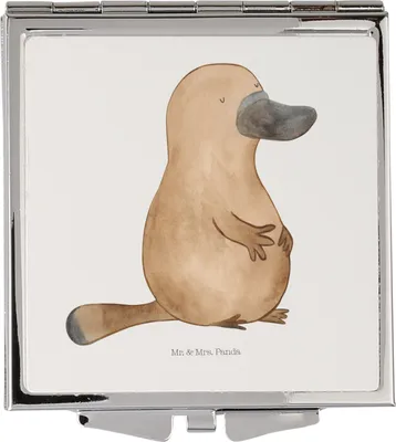 Produktbild von Mr. & Mrs. Panda Kosmetikspiegel Schnabeltier Mut - Weiß - Geschenk, Schminkspiegel, Motivation, Frauen Spiegel, Meer, Weltreise, Handspiegel, Klappspiegel, Kleiner