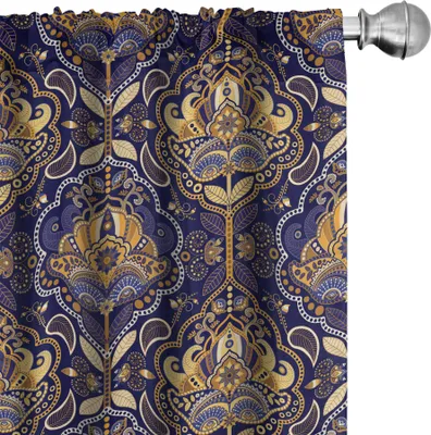 Produktbild von ABAKUHAUS asiatisch Vorhänge, Gardinen, Orientalisches antikes Muster-arabisches Laub-ethnische Inspirations-geometrisches Design, 2 Stück 75 x 225 cm, Gelb Lila