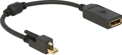 Produktbild von Delock - DisplayPort-Adapter - DisplayPort (W) zu Mini DisplayPort (M) - 25 cm - Daumenschrauben - Schwarz