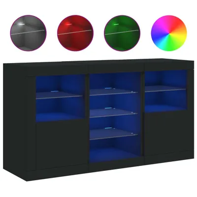 Produktbild von Sideboard mit LED-Leuchten Schwarz 123x37x67 cm