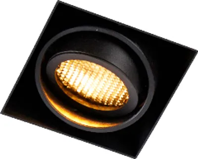 Produktbild von QAZQA - Modern Einbaustrahler Schwarz Kippbar und Drehbar Trimless - Oneon Honey I Wohnzimmer I Schlafzimmer - Stahl Quadratisch - LED geeignet GU10