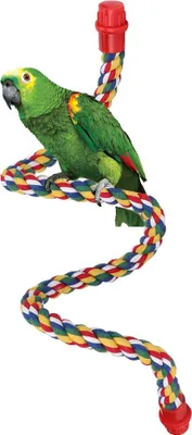 Productafbeelding van Kleurrijk hangend katoenen touw, vogelstandaard, comfortabel, papegaai, kauwbaar, klimrek, schuurstok, speelgoed. (L.)
