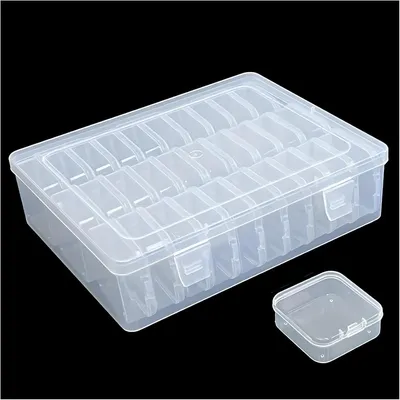 Produktbild von Aufbewahrungsbox 31-teilig, 1 große + 30 kleine Boxen, Kunststoff-Organizer für Diamantmalerei, transparent