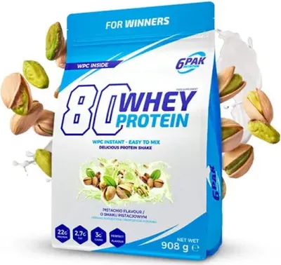 Produktbild von 6Pak Nutrition 80 Whey Protein- 908 g Pistachio