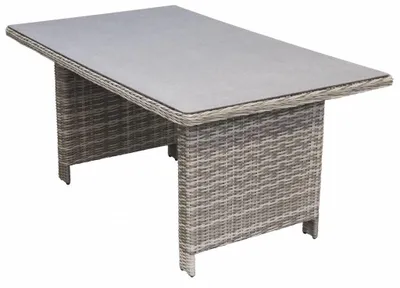 Produktbild von Gartentisch Dublin 145 x 85 cm | Aschgrau | Polyrattan & Keramik