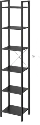 Image de Étagère bibliothèque sur pied – Noire – En panneaux de particules et en acier – 30 x 40 x 187,5 cm