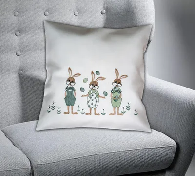 Produktbild von Kissenbezug 40 x 40 cm mit Stickerei Hasenkinder 40 x 40 cm Kissenhülle