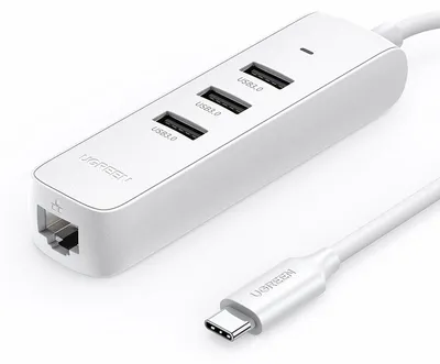 Obrázek produktu pro Ugreen HUB 4v1 USB typu C - 3x USB typu A 3.1 Gen 1 + RJ45 PD Bílá (CM416 50620)