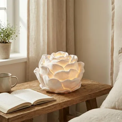 Produktbild von Leuchte aus Polyresin mit Rosenmotiv, E14, max. 25W, 34 cm Ø x 20 cm H