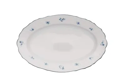Zdjęcie produktu dla Thun 1794 Owalna miska, 39 cm, czeska porcelana, Bernadotte, niebieskie róże, Thun