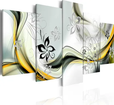 Produktbild von Modernes Wandbild a-A-0013-b-p (150x75) - 5 Teilig Bilder Fotografie auf Vlies Leinwand Foto Bild Dekoration Wand Bilder Kunstdruck Abstrakt Blumen Ornament