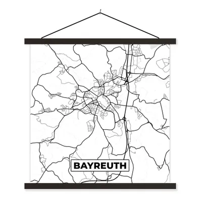 Produktbild von MuchoWow® Textilposter Bayreuth - Karte - Stadtplan 60x60 cm mit schwarzem Rahmen - Posteraufhänger