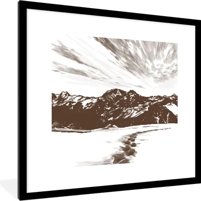 Produktbild von MuchoWow® MuchoWow® Gerahmtes Poster Berg - Meer - Strand 40x40 cm - Poster mit zchwarzem Bilderrahmen - Poster - Plakat im Rahmen
