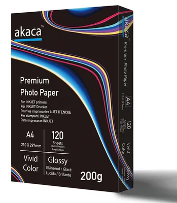 Obrázok produktu pre Fotopapier lesklý A4, 120 hárkov, 200 g/m², vodedolný, pre kreatívne projekty