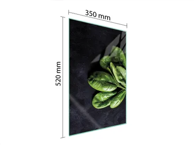 Produktbild von Herdabdeckplatte 35x52 Glaskeramikfeld Abdeckung Spritzschutz Glasplatte Deko Schneidebrett Schiefer Basilikum