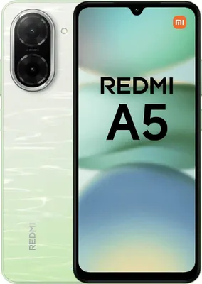 A marketing image of a Xiaomi Redmi A5 smartphone, displayed front and back.