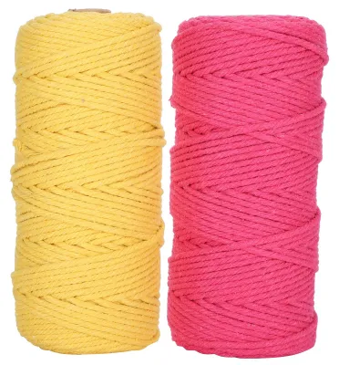 Image de Corde en coton naturel, cordon macramé, fil à tricoter à un brin, 3 mm, 100 m