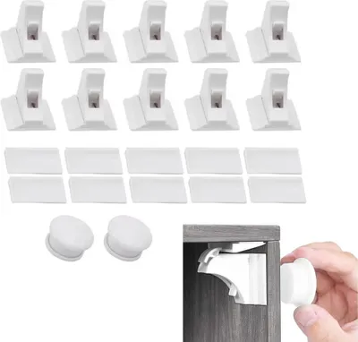 Produktbild von Magnetisches Schrankschloss, Kindersicherung Schrank 10 Schlösser + 2 Schlüssel, Kindersicherung Schrank Schubladensicherung ohne Bohren