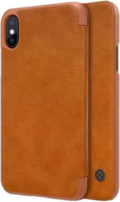 Produktbild von Nillkin Qin Leder Flip-Tasche mit Kartenfach Schutz Hülle für iPhone X / Xs braun