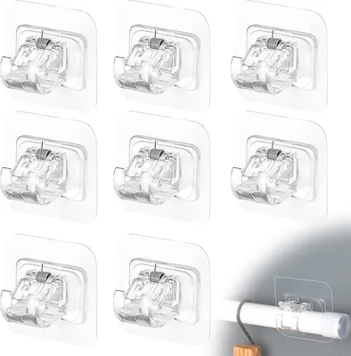 Produktbild von 8 selbstklebende Gardinenstangenhalterungen, kein Bohren erforderlich, selbstklebende Gardinenhaken zum Aufhängen von Gardinen oder Handtuchhaltern, 6 x 6 cm