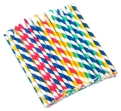 Produktbild von Löffelhalme aus Papier, Trinkhalme mit Löffelende Ø8mm, 20cm lang, bunt gemischt