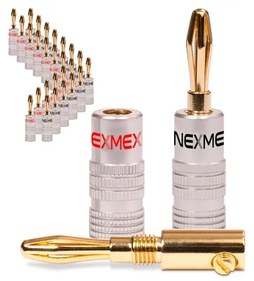 Produktbild von 28x Bananenstecker NEXMEX 24K vergoldet High End Stecker Banana Kabel bis 6mm²