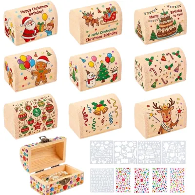 Holz-Schatz-Kisten 10er Set 9x6x5,3 cm zum Basteln