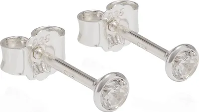 Produktbild von Paar 925er Silber Ohrstecker Ohrringe Ohrhänger Cubic Zirkonia Weiß 3,5mm