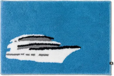 Produktbild von Rhomtuft Badteppich Yacht eckig 80 x 160 cm  Farbe himmel/weiss/schwarz