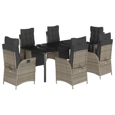 Produktbild von vidaXL 7-tlg. Garten-Essgruppe mit Kissen Grau Poly Rattan