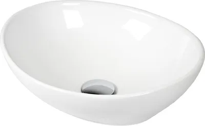 Produktbild von Waschbecken Keramik Aufsatzwaschbecken Oval 410 x 340 x 145 mm weiß Komplettset