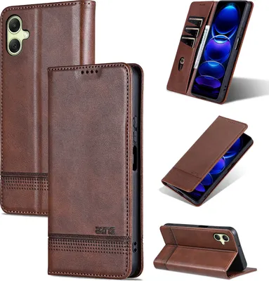 Produktbild von Leder Hülle für Samsung Galaxy A06, Klapphüllen Brieftasche Magnetverschluss Ständer Schutzhülle Kaffee