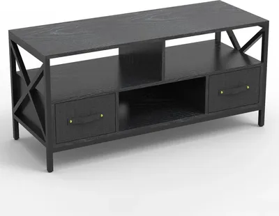 Immagine prodotto di Mobile TV basso - Mobile TV/mobile multimediale - Struttura in metallo - Cassetti in tessuto - Stile moderno - Per soggiorno - Nero