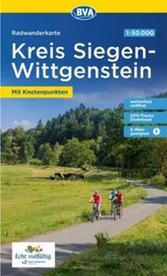 Immagine prodotto di Carta ciclistica del distretto BVA Siegen-Wittgenstein con incroci 1:50.000, resistente agli strappi e alle intemperie, download tracce GPS, adatta per e-bike