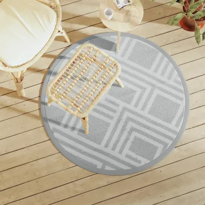 Obrázok produktu pre Möbel Outdoor-Teppich Grau Ø120 cm PP - Outdoorteppiche 368568