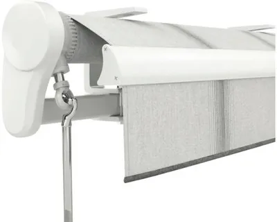 Produktbild von Soluna Gelenkarmmarkise Trend 4,5x3,5 Stoff Dessin D420 Gestell RAL 9010 reinweiß Antrieb Links inkl. Kurbel