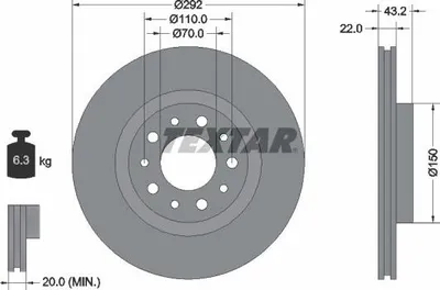 Produktbild von 2x TEXTAR Bremsscheibe 92145303 für ALFA ROMEO 159 Sportwagon (939) 159 (939)
