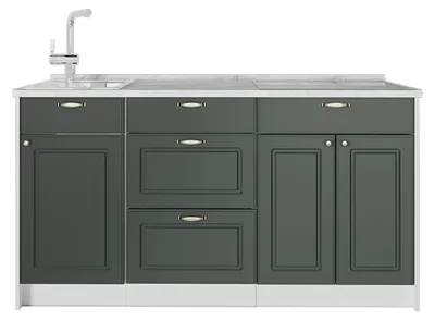 Produktbild von Küchenblock Vicco Fame-Line Grün-Gold Landhaus/Weiß 150 cm Arbeitsplatte Marmor, Model 70424