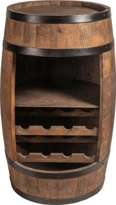 Zdjęcie produktu dla Stojak na wino, drewniany stojak na wino, drewniana beczka, wysokość 80 cm, beczka na wino, stojak na butelki alkoholu, drewniany stojak na butelki (wenge)
