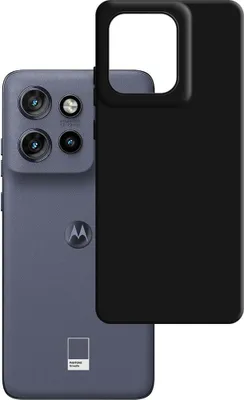 A smartphone with a camera module and a black protective case.