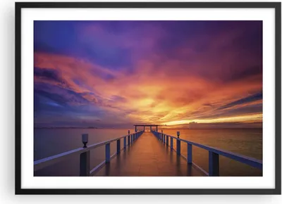 Produktbild von Gerahmtes Poster - Schwarzer Rahmen - Himmel die Farben Pier - 70x50 cm - Wand Bild - Wanddeko - Wandbilder - Kunstposter - Wandposter - Bilderrahmen - Bilder - Kunstdruck - Wandbild - P2BAA70x50-4202