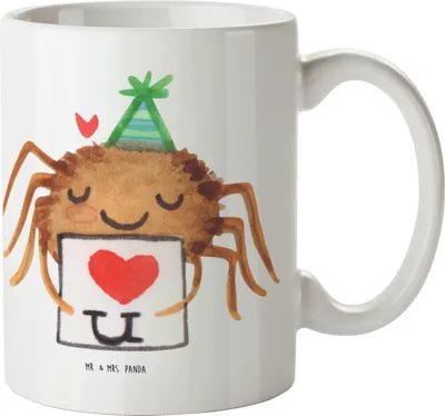 Produktbild von Mr. & Mrs. Panda Kaffeebecher Spinne Agathe Brief - Weiß - Geschenk, Teetasse, Ich Liebe Dich, Kaffeetasse, Tasse, Liebesbeweis, Treuetest, Verliebt, Pott, Becher