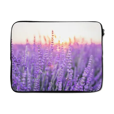 Produktbild von MuchoWow® Laptop Hülle 17 Zoll Laptoptasche Lavendel - Nahaufnahme - Lila - Blumen - Zipper - Schutzabdeckung
