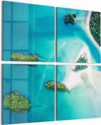 Produktbild von DEQORI Glasbild Echtglas 4x50x50 cm 'Sirithan Strand in Krabi' Wandbilder XXL groß