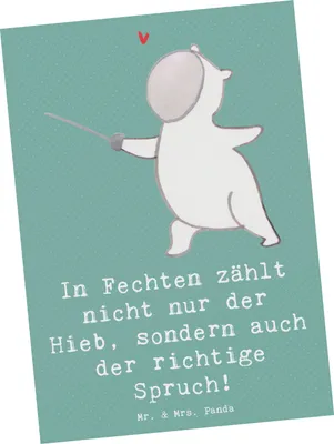 Produktbild von Mr. & Mrs. Panda Postkarte Fechten Spruch - Meeresbrise - Geschenk, Grußkarte, Humor, Ansichtskarten, Sprüche, Teamsport, Sportart, Sportler, Fotokarte, Postkarten, Duell